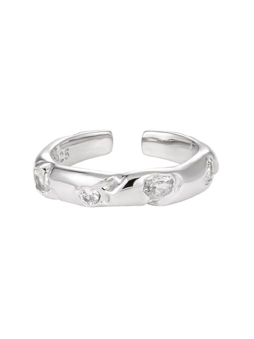 Platinum [adjustable size 15] 925 Sterling Silver Irregular Vintage Band Ring